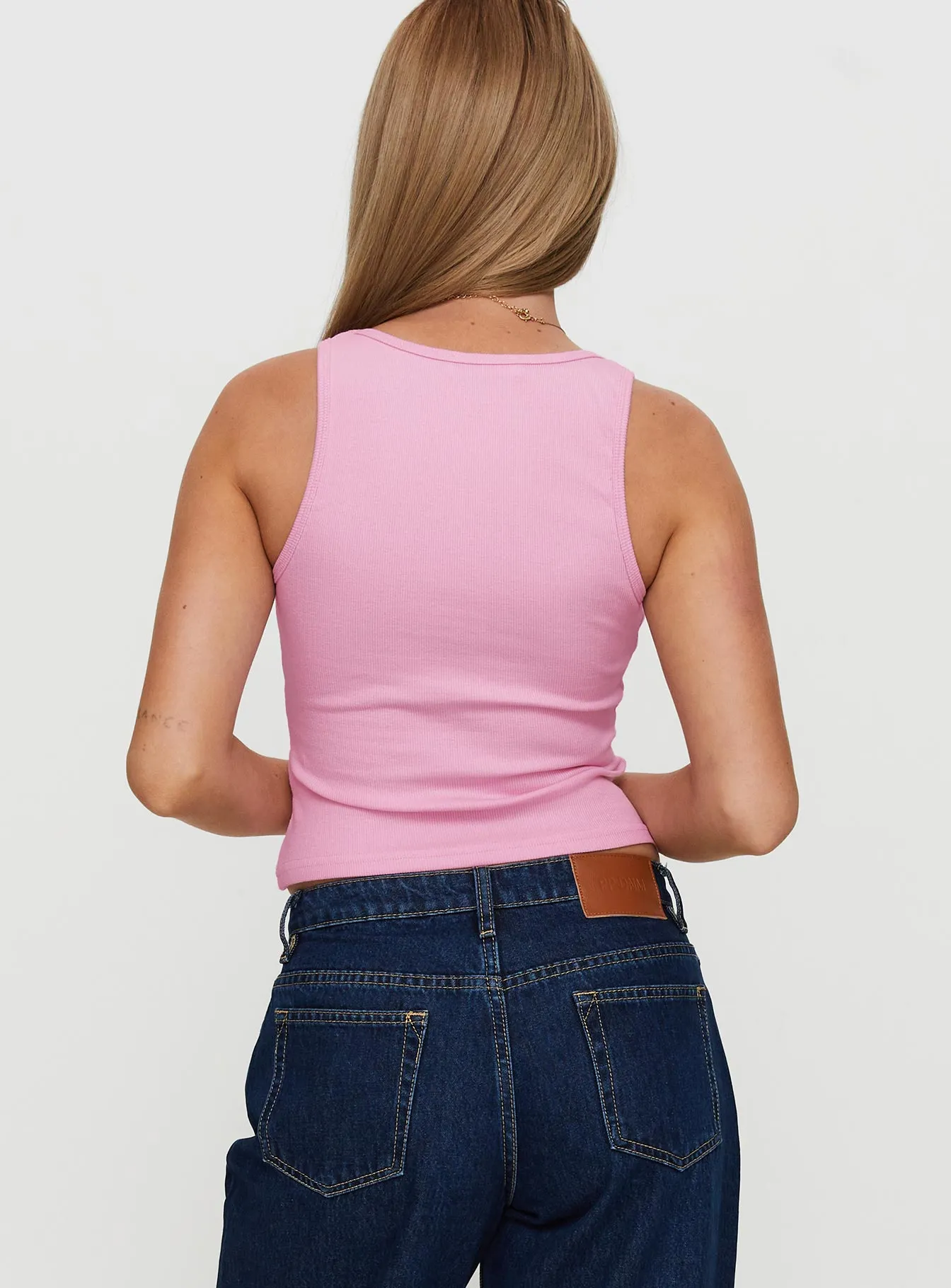 Baseline Square Neck Rib Tank Top Pale Pink sold by Princess Polly product image thumbnail 5