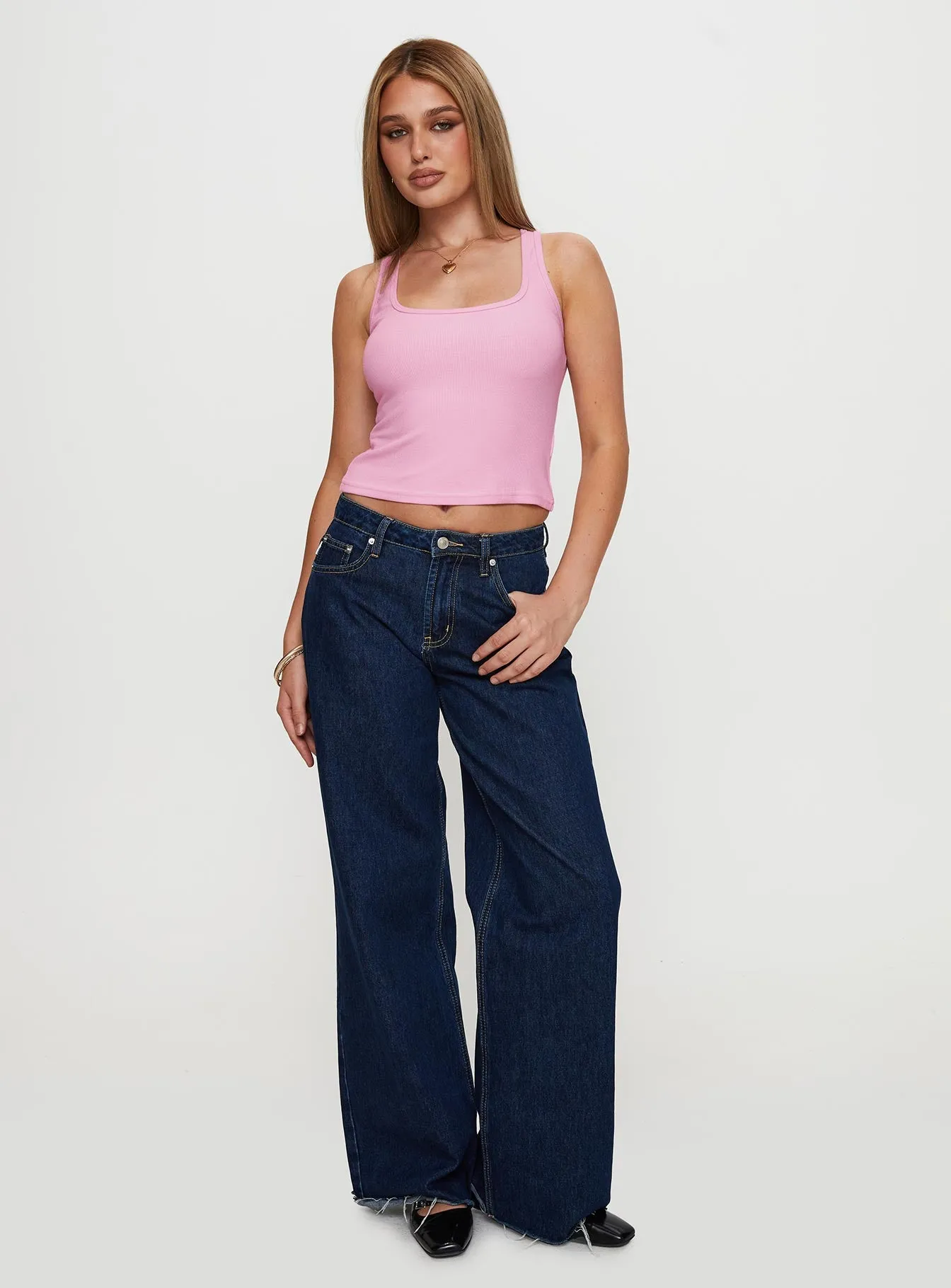 Baseline Square Neck Rib Tank Top Pale Pink sold by Princess Polly product image thumbnail 3