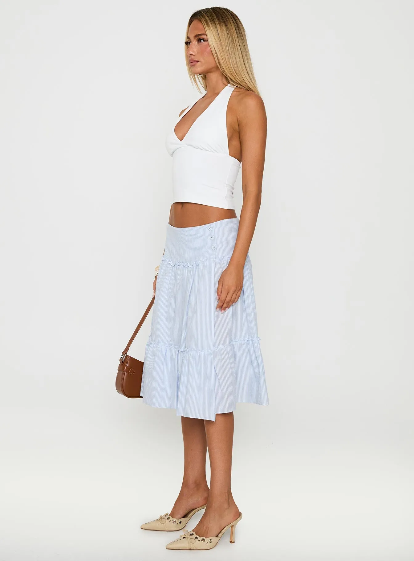 Cascades Low Rise Midi Skirt Blue / White Stripe sold by Princess Polly product image thumbnail 4