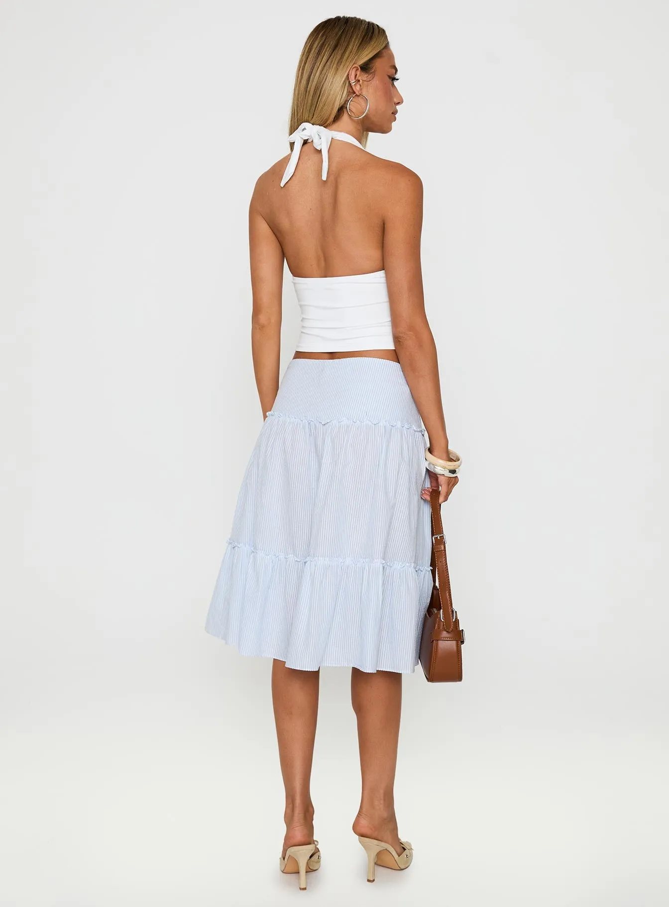 Cascades Low Rise Midi Skirt Blue / White Stripe sold by Princess Polly product image thumbnail 5