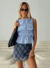 Orellia Mini Skirt Blue Check sold by Princess Polly