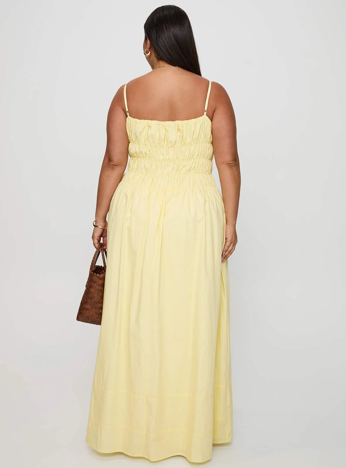 Loralei Shirred Maxi Dress Yellow Curve sold by Princess Polly product image thumbnail 5