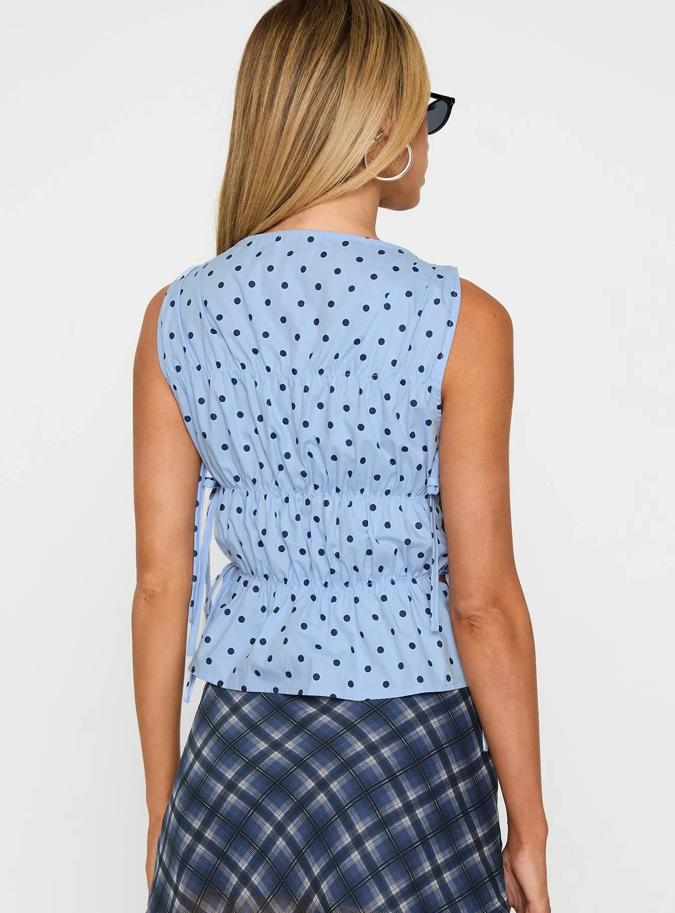 Endless Summers Tie Side Top Blue Polka Dot sold by Princess Polly product image thumbnail 5