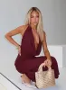 Vortexa Halter Maxi Dress Currant sold by Princess Polly