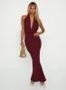 Vortexa Halter Maxi Dress Currant sold by Princess Polly