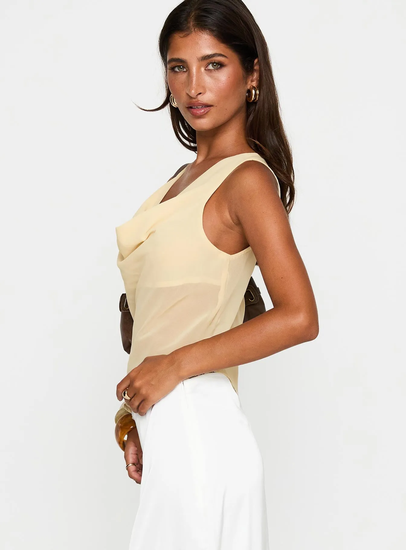 Pretty Little Fears Cowl Neck Top Beige sold by Princess Polly product image thumbnail 4