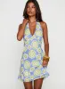 Neelia Mini Dress Blue / Yellow sold by Princess Polly