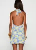 Neelia Mini Dress Blue / Yellow sold by Princess Polly