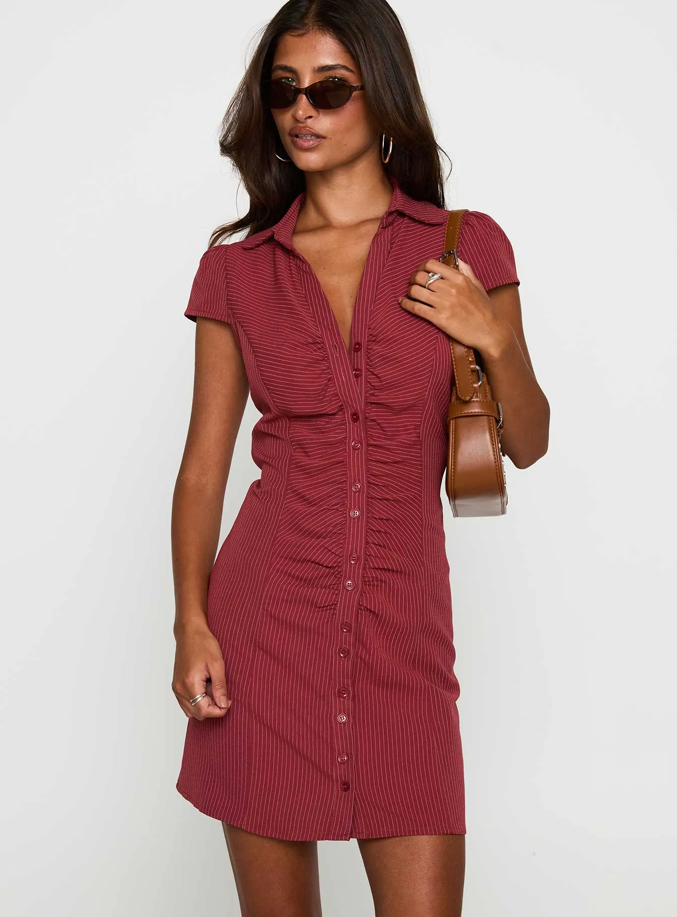 Arianwyn Mini Dress Burgundy sold by Princess Polly product image thumbnail 2