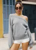 Noble Off The Shoulder Sweater Grey sold by Princess Polly