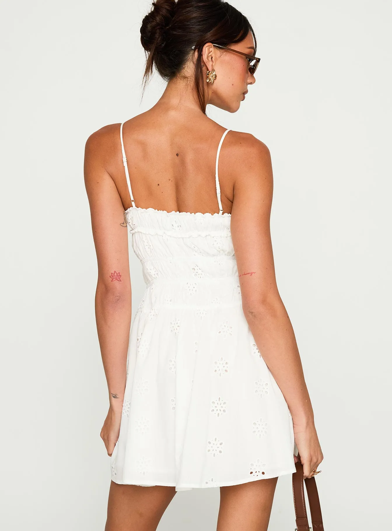 Wish Me Luck Shirred Mini Dress White sold by Princess Polly product image thumbnail 5