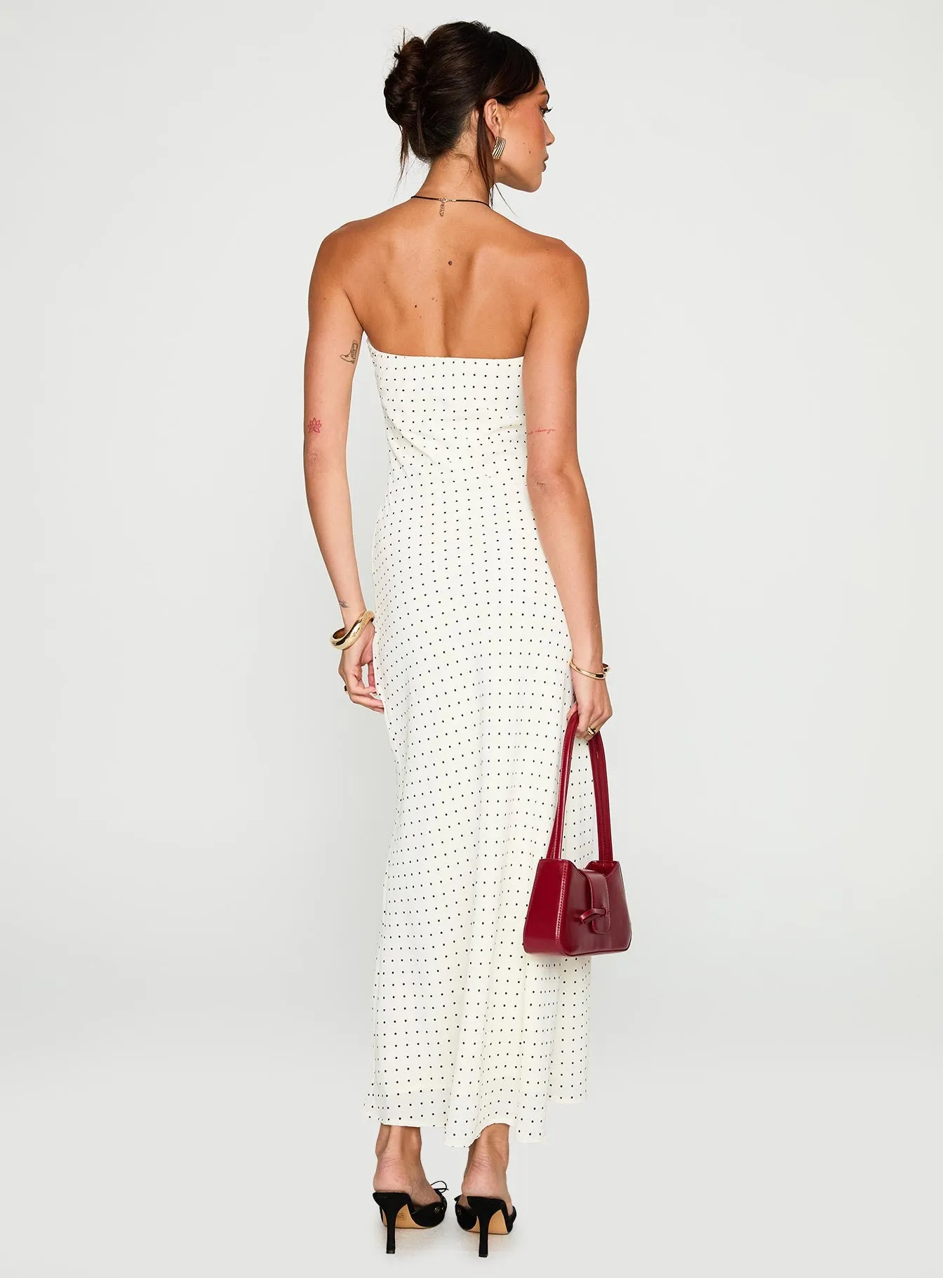 Just For Fun Strapless Maxi Dress White Polka Dot sold by Princess Polly product image thumbnail 5