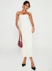 Just For Fun Strapless Maxi Dress White Polka Dot sold by Princess Polly