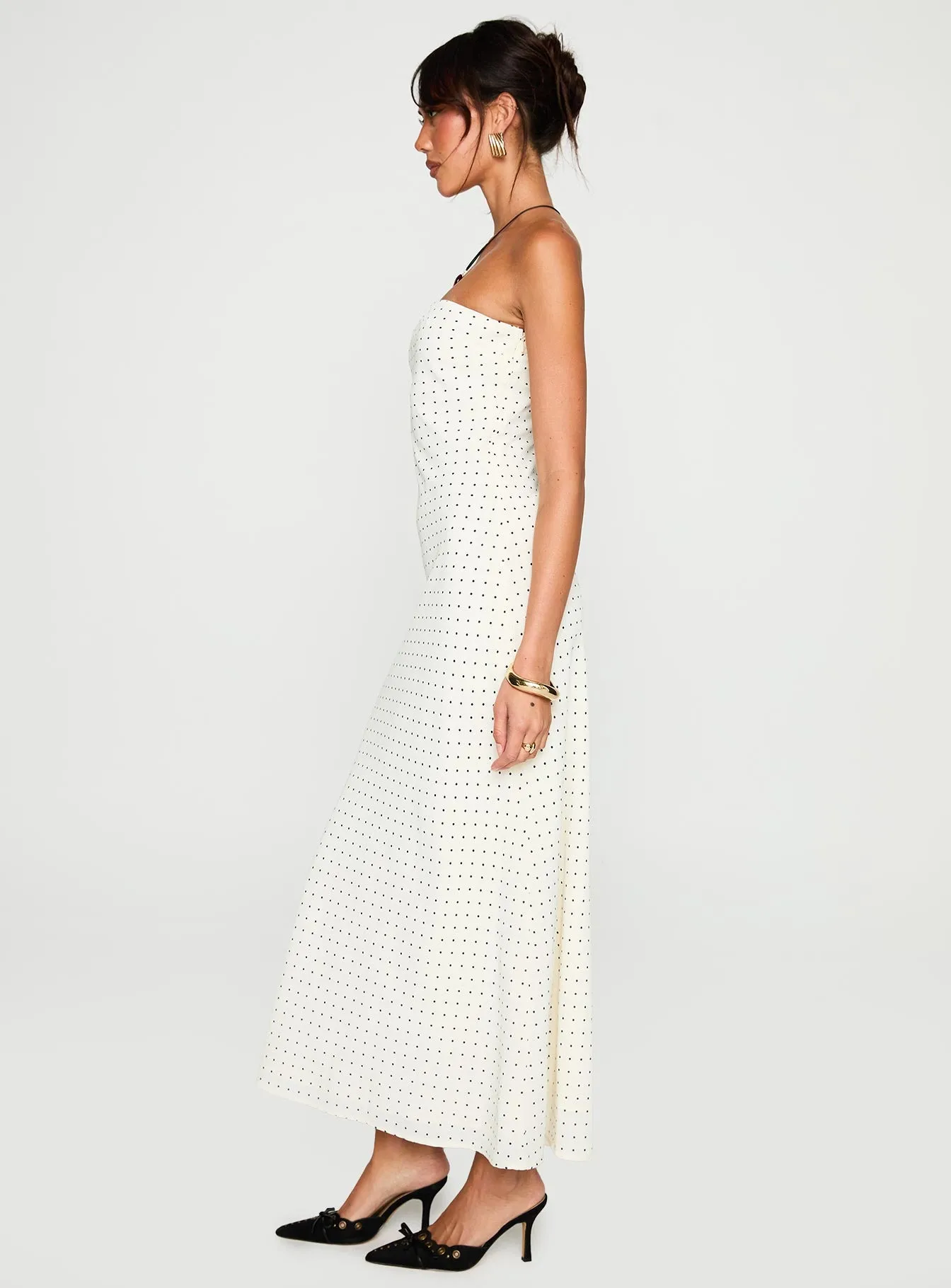 Just For Fun Strapless Maxi Dress White Polka Dot sold by Princess Polly product image thumbnail 4