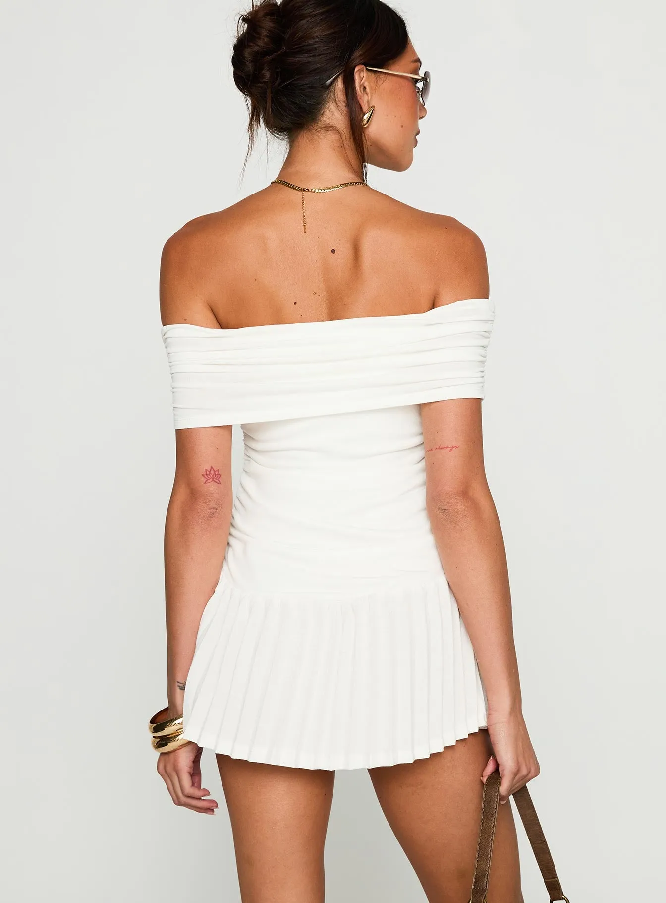 Lucianne Off The Shoulder Mini Dress White sold by Princess Polly product image thumbnail 5