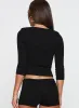 So American Rib 3/4 Sleeve Top Black sold by Princess Polly