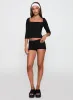 So American Rib 3/4 Sleeve Top Black sold by Princess Polly