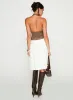 Snowflakes Tie Side Midi Skirt White sold by Princess Polly