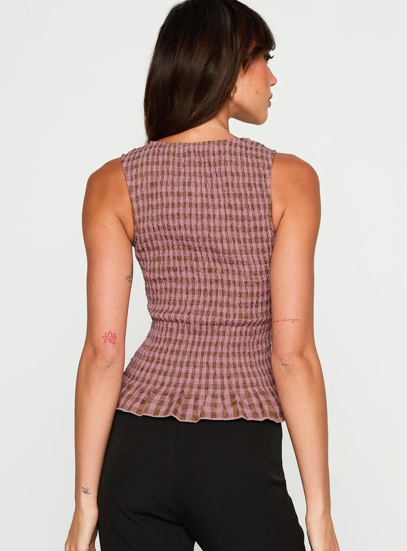 Chauntelle Ruched Top Pink Check sold by Princess Polly product image thumbnail 5