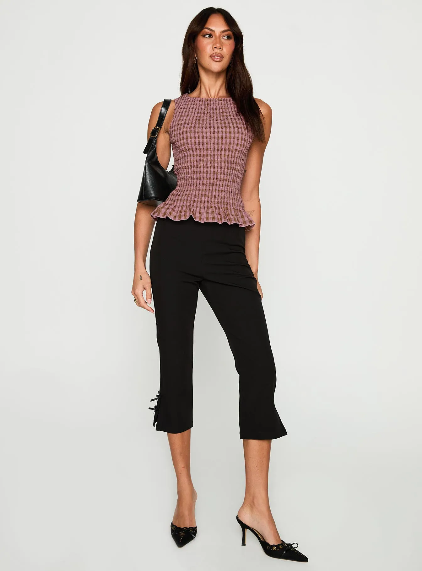 Chauntelle Ruched Top Pink Check sold by Princess Polly product image thumbnail 3