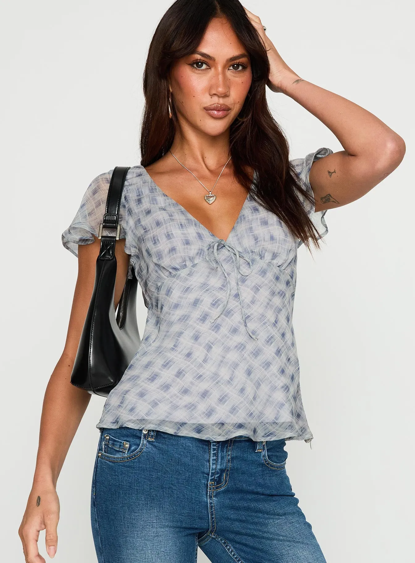 My Last Love Top Blue Check sold by Princess Polly