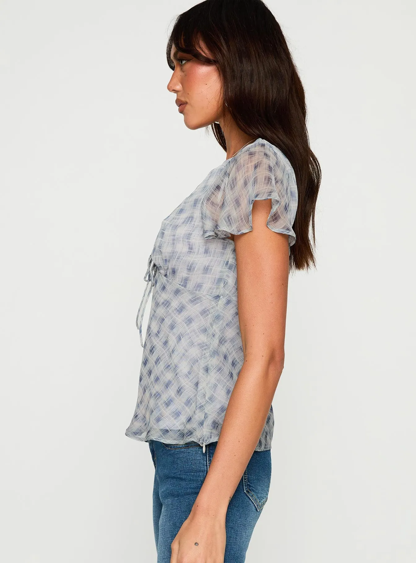 My Last Love Top Blue Check sold by Princess Polly product image thumbnail 3