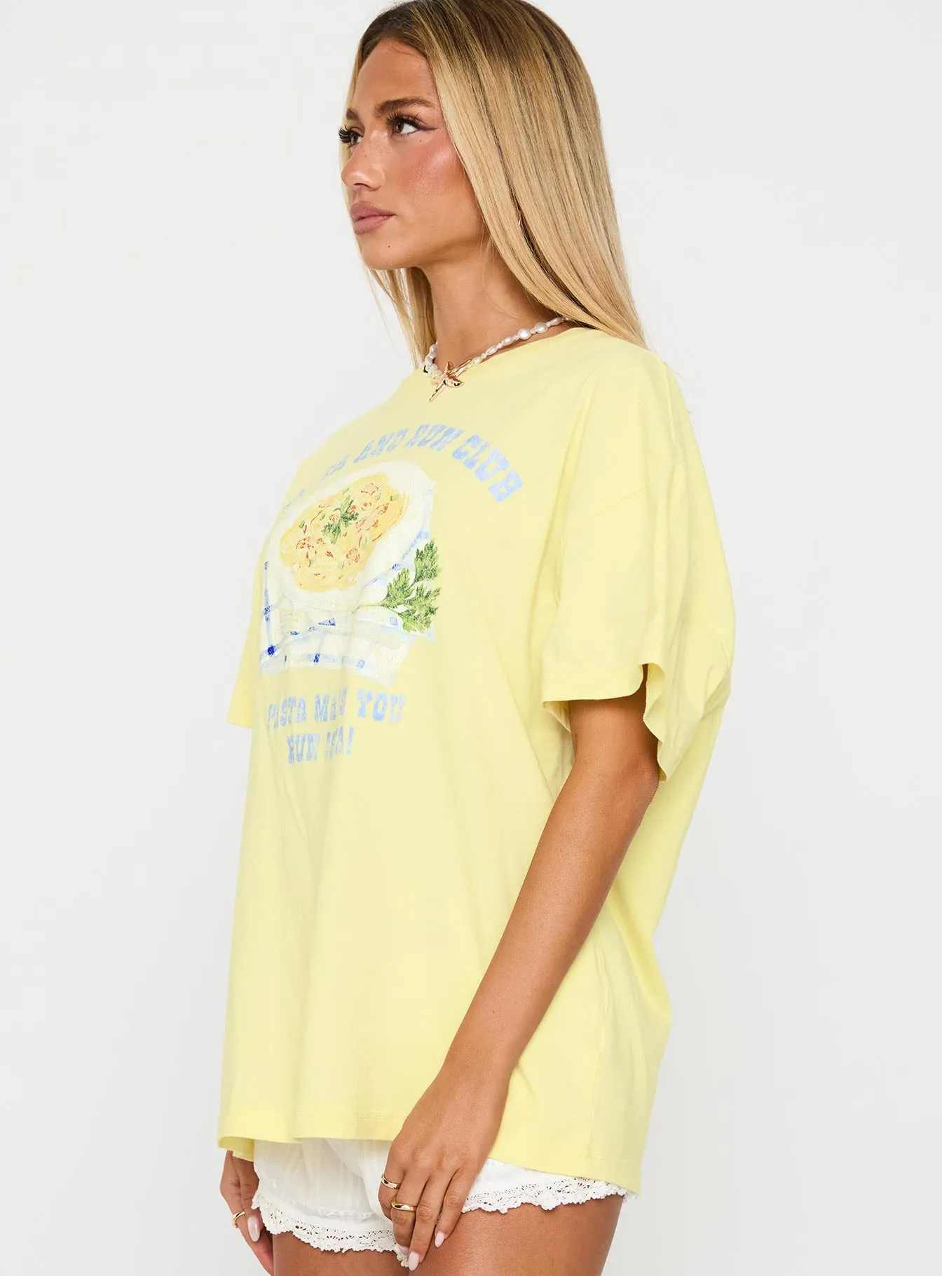 Pasta Makes You Fasta Oversized Tee Yellow sold by Princess Polly product image thumbnail 4