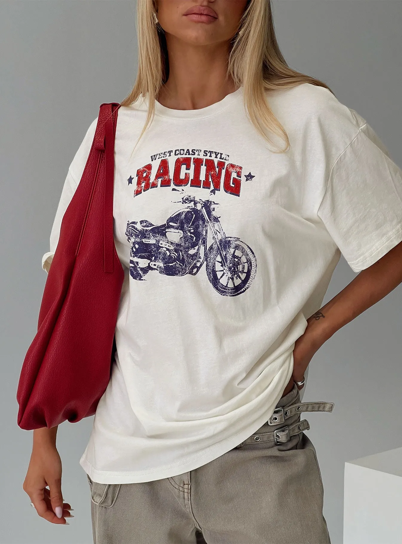 West Coast Style Oversized Tee White sold by Princess Polly