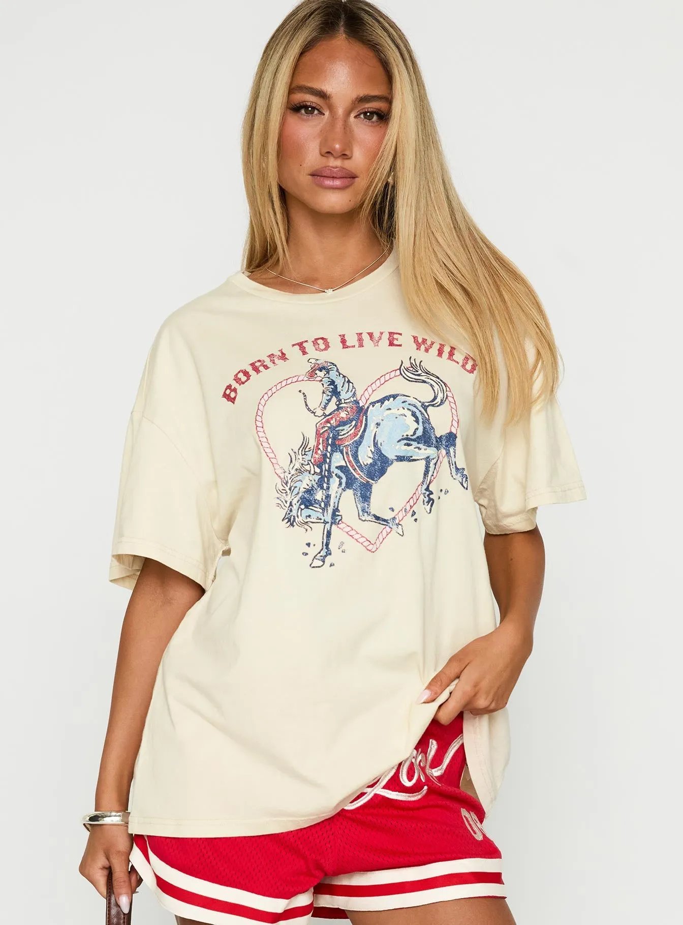 Born To Live Wild Graphic Top White sold by Princess Polly