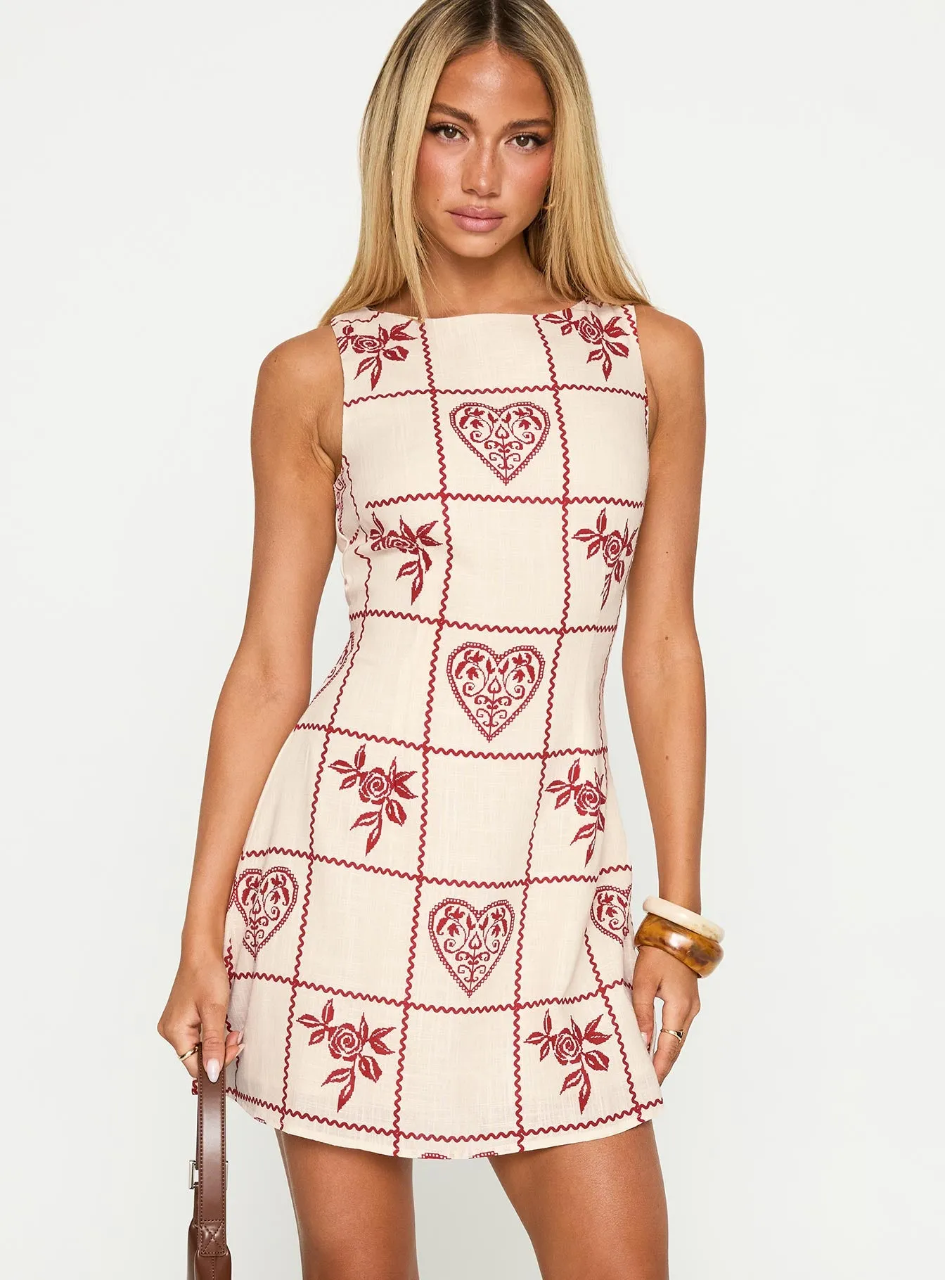 Alfalfa Shift Mini Dress Red Floral Check sold by Princess Polly product image thumbnail 2