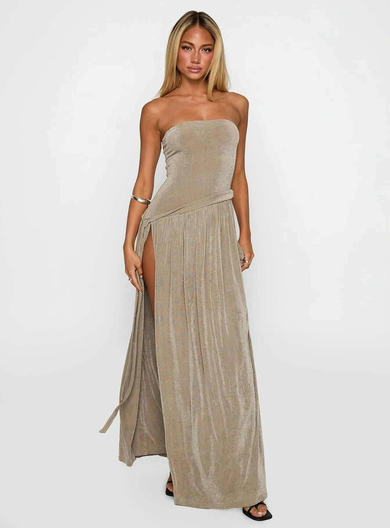 Inka Strapless Maxi Dress Taupe sold by Princess Polly product image thumbnail 2