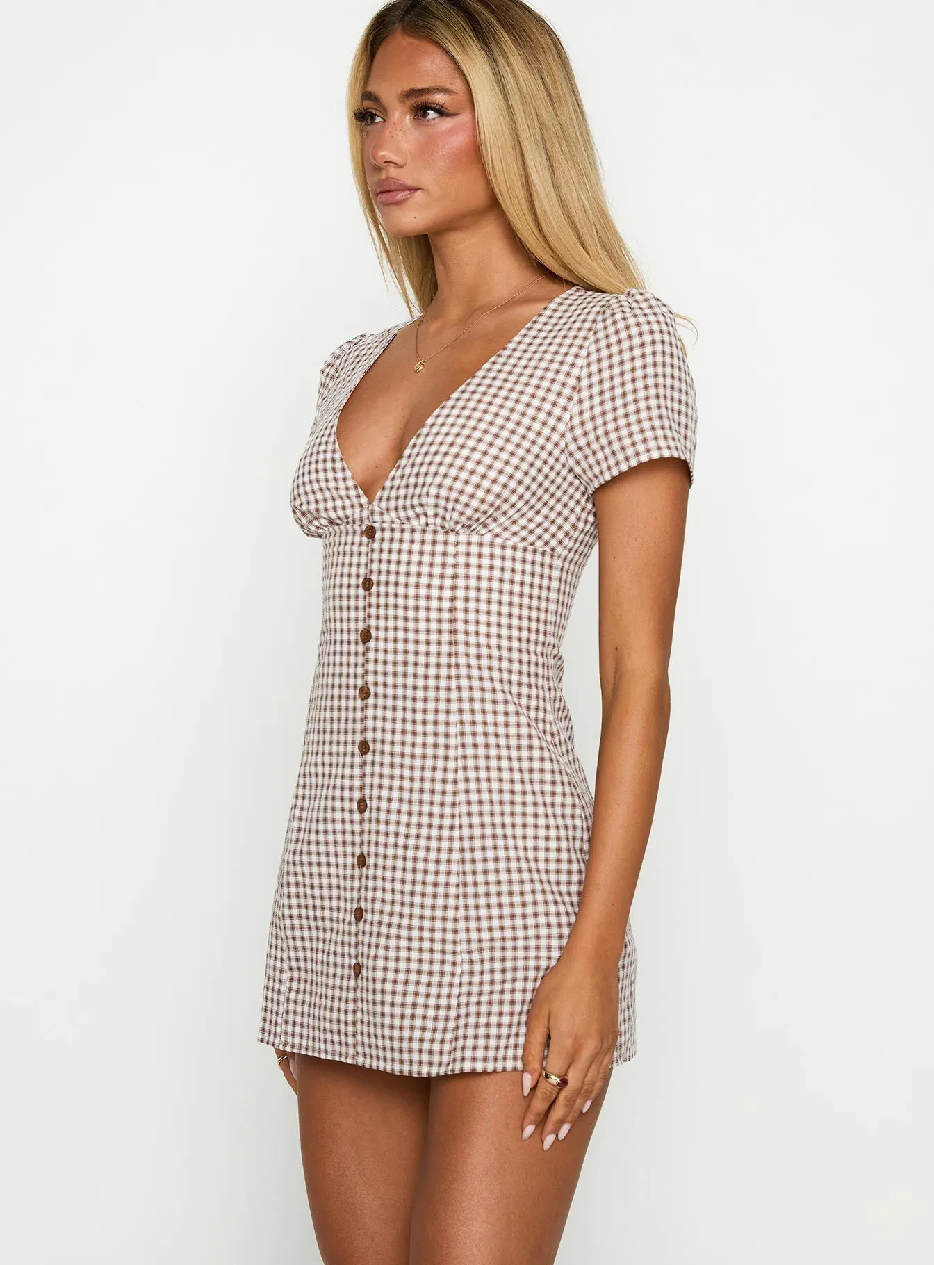 Loveliness Playsuit Brown Check sold by Princess Polly product image thumbnail 3