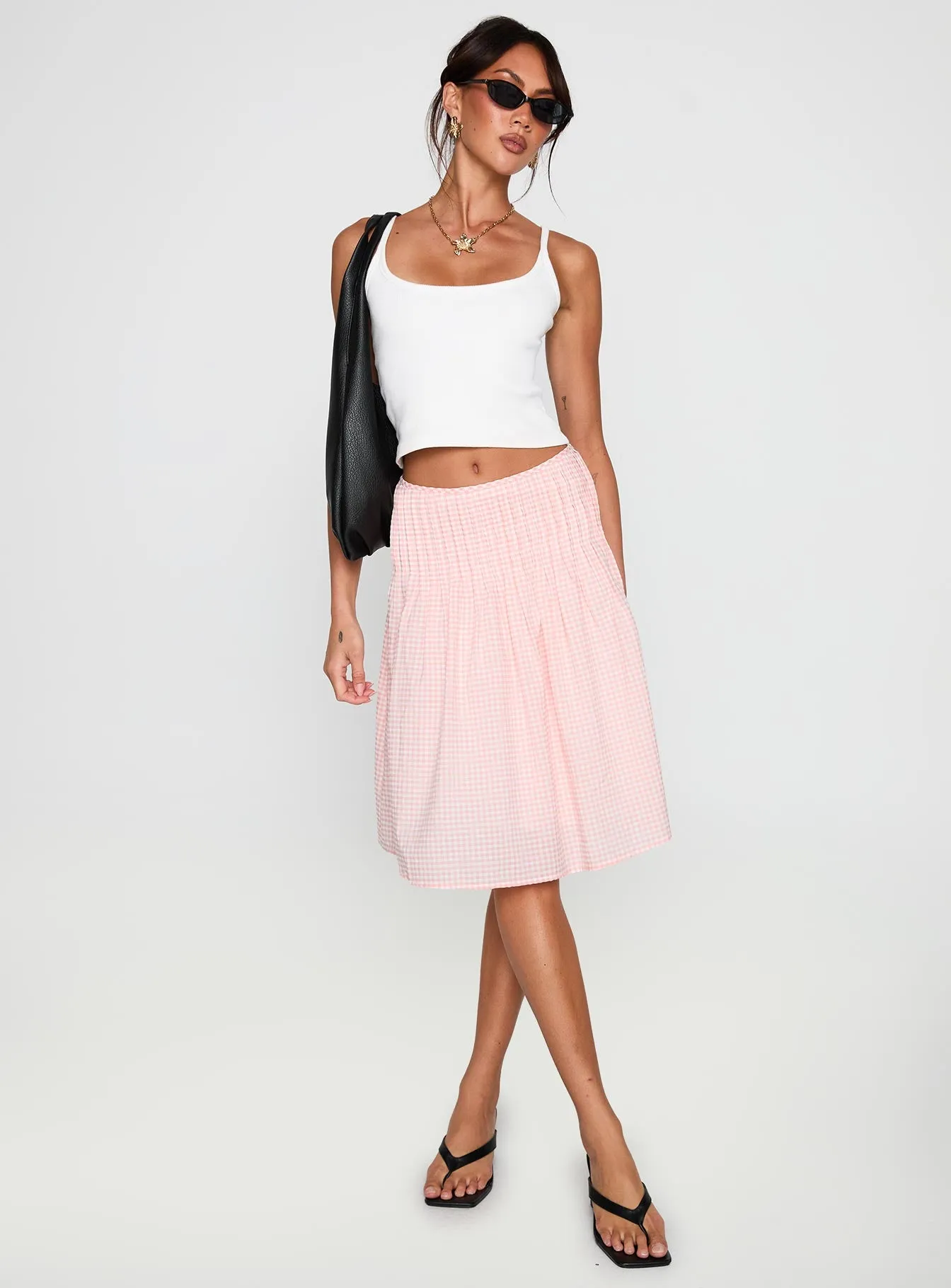 Maryanna Midi Skirt Pink Gingham sold by Princess Polly product image thumbnail 3