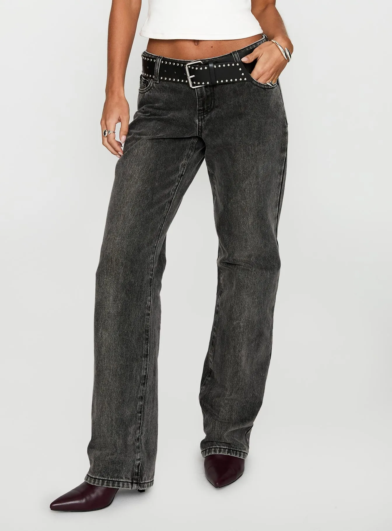 Better Half Low Rise Straight Leg Jeans Charcoal sold by Princess Polly product image thumbnail 2
