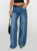 On Sunset Mid Rise Straight Leg Jeans Dark Wash sold by Princess Polly