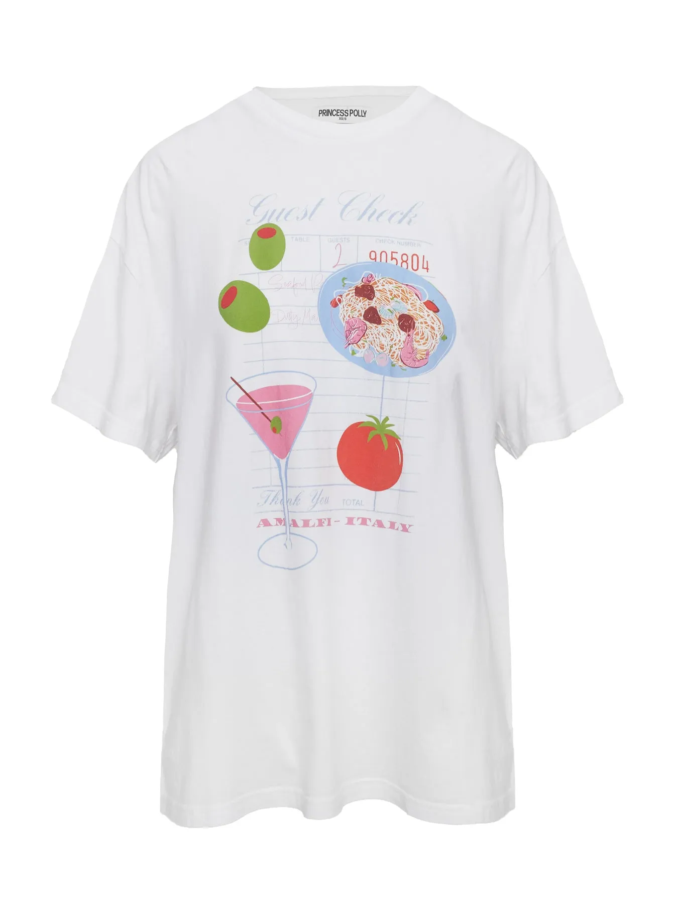 Dine With Me Oversized Graphic Top White sold by Princess Polly product image thumbnail 5