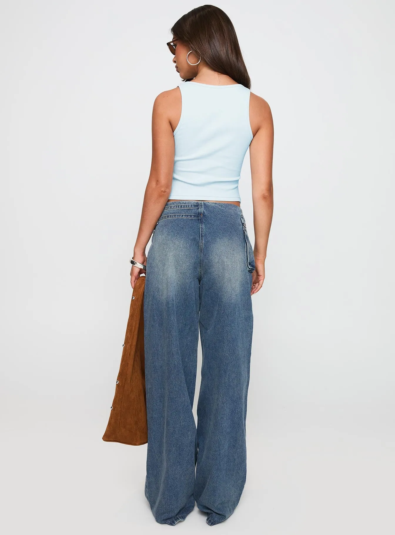Paltrow Mid Rise Wide Leg Cargo Jeans Mid Blue Wash sold by Princess Polly product image thumbnail 5