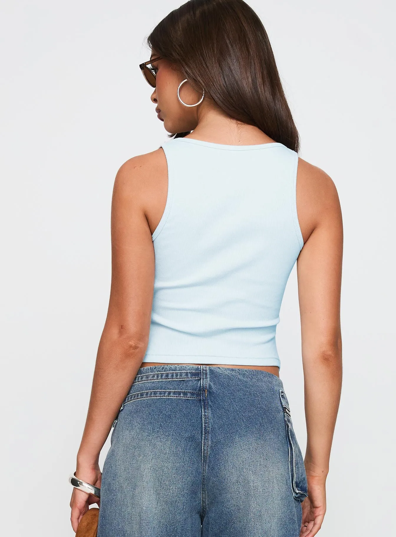 Baseline Square Neck Rib Tank Top Light Blue sold by Princess Polly product image thumbnail 5