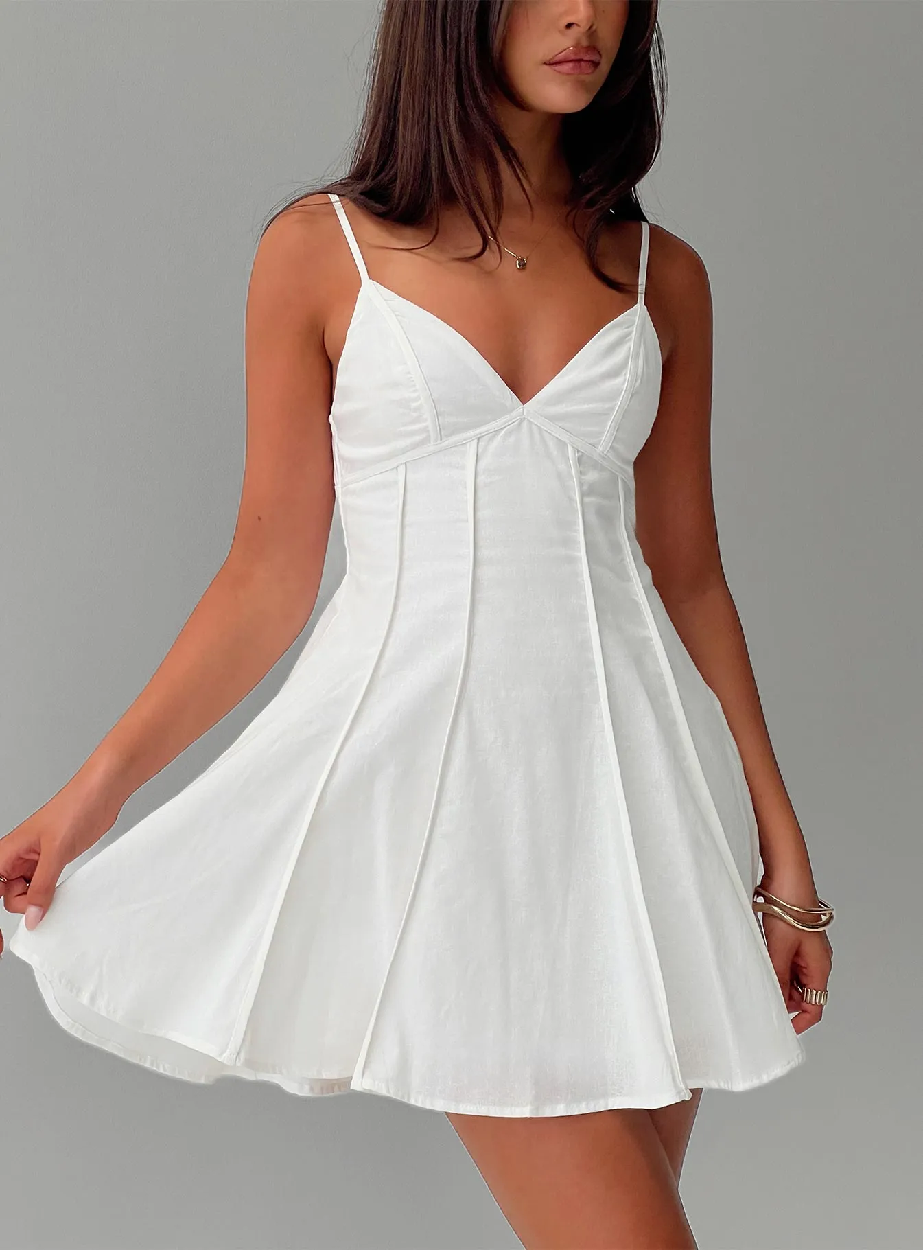 Libertie Pleat Mini Dress White sold by Princess Polly