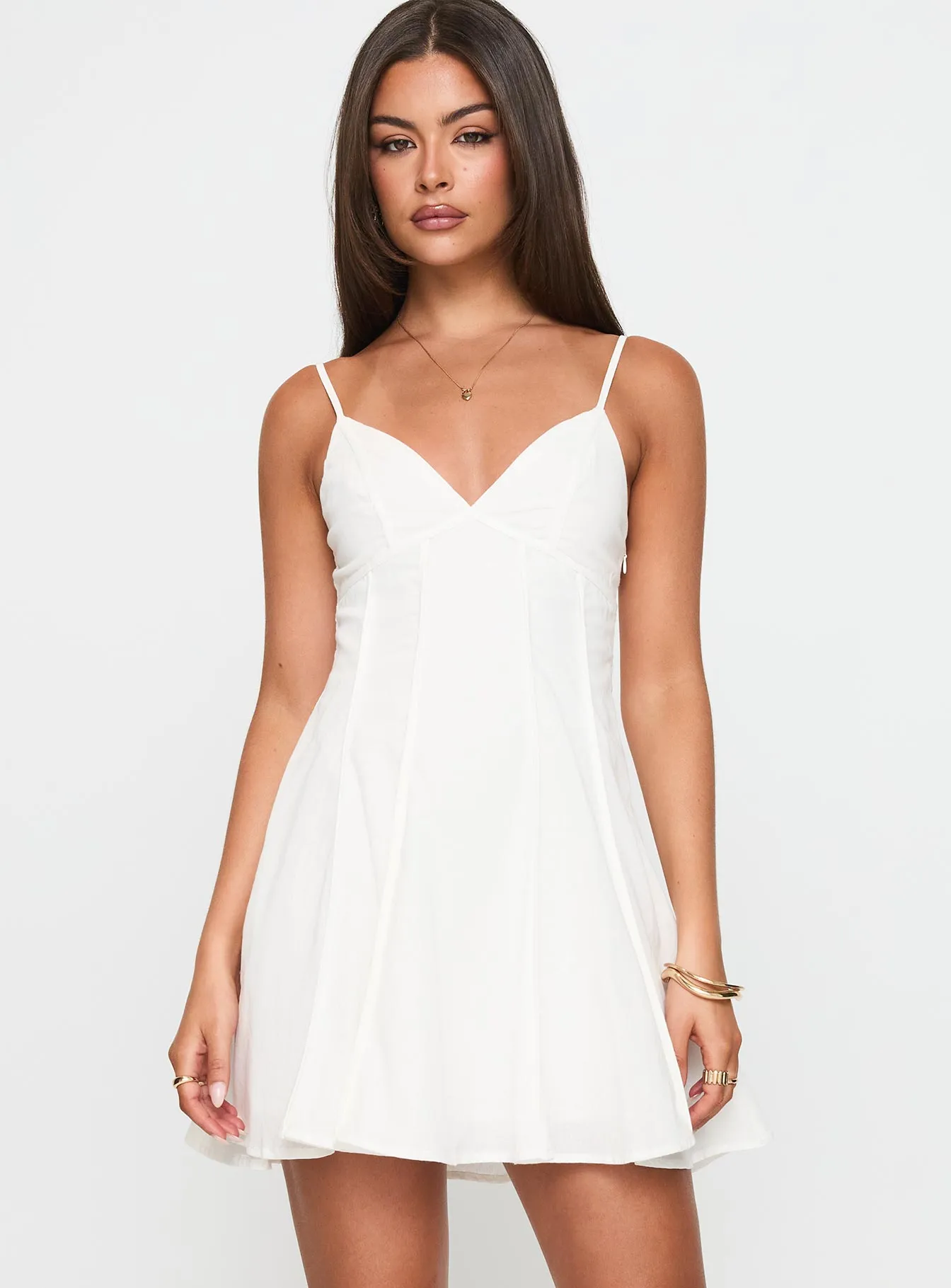 Libertie Pleat Mini Dress White sold by Princess Polly product image thumbnail 2