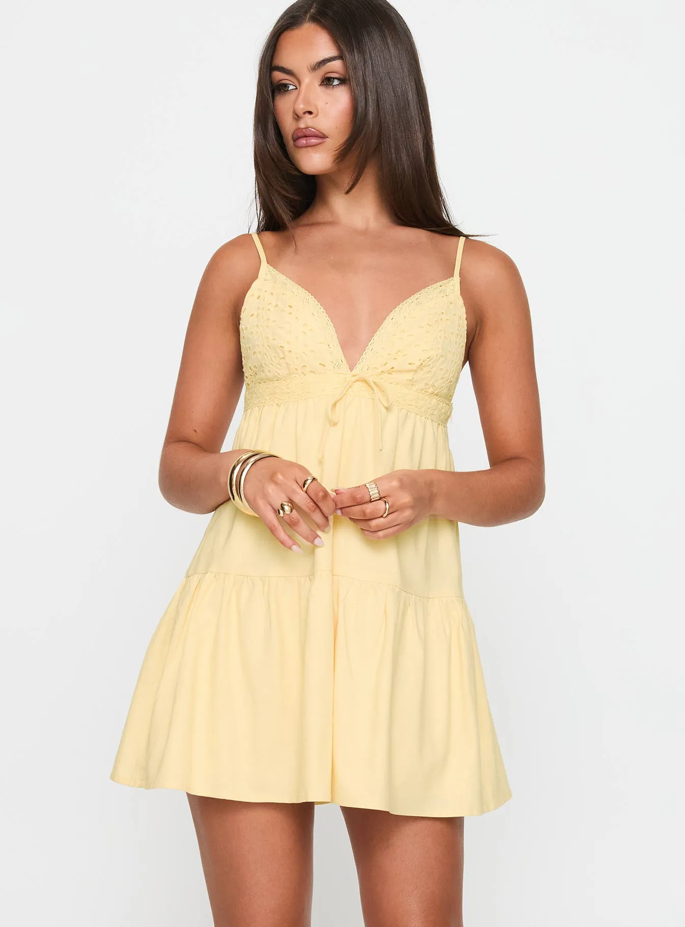 Nicoletta Mini Dress Lemon sold by Princess Polly product image thumbnail 2