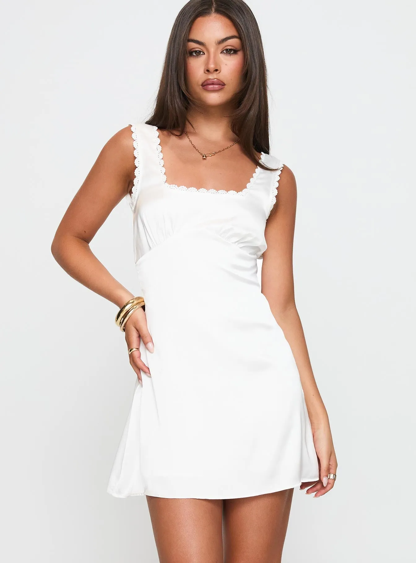 Dasha Satin Mini Dress White sold by Princess Polly product image thumbnail 2