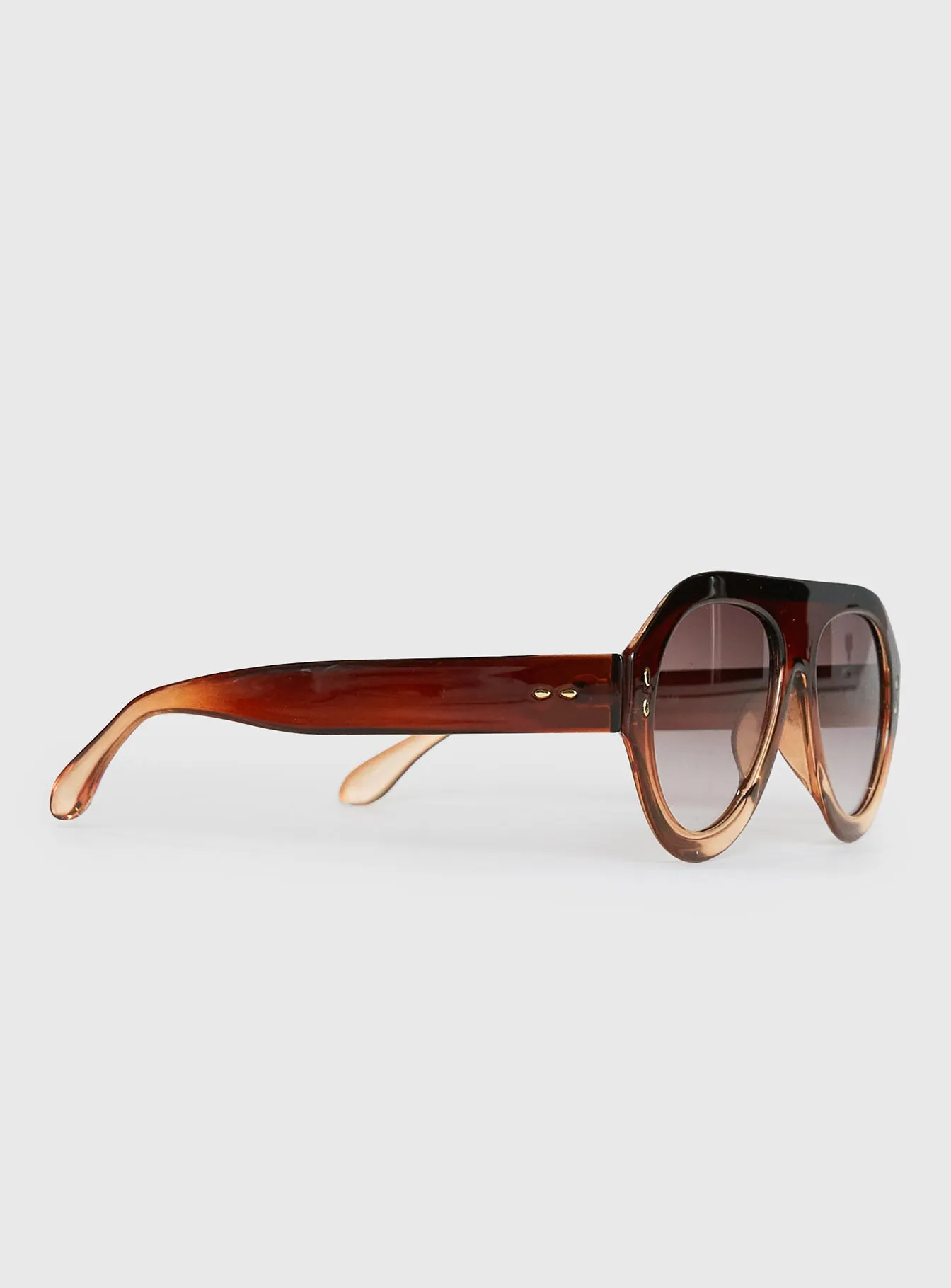 No Stylist Aviator Sunglasses Brown sold by Princess Polly product image thumbnail 3