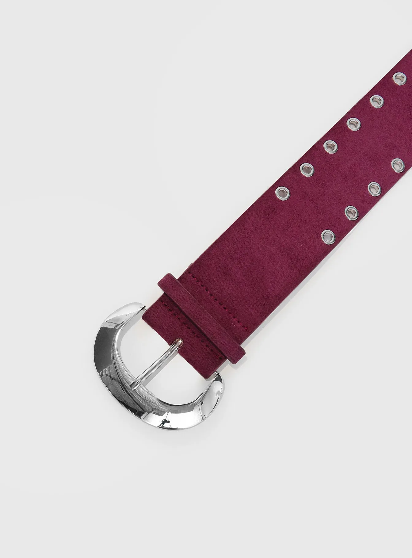 Captain Faux Suede Belt Red / Silver sold by Princess Polly product image thumbnail 3