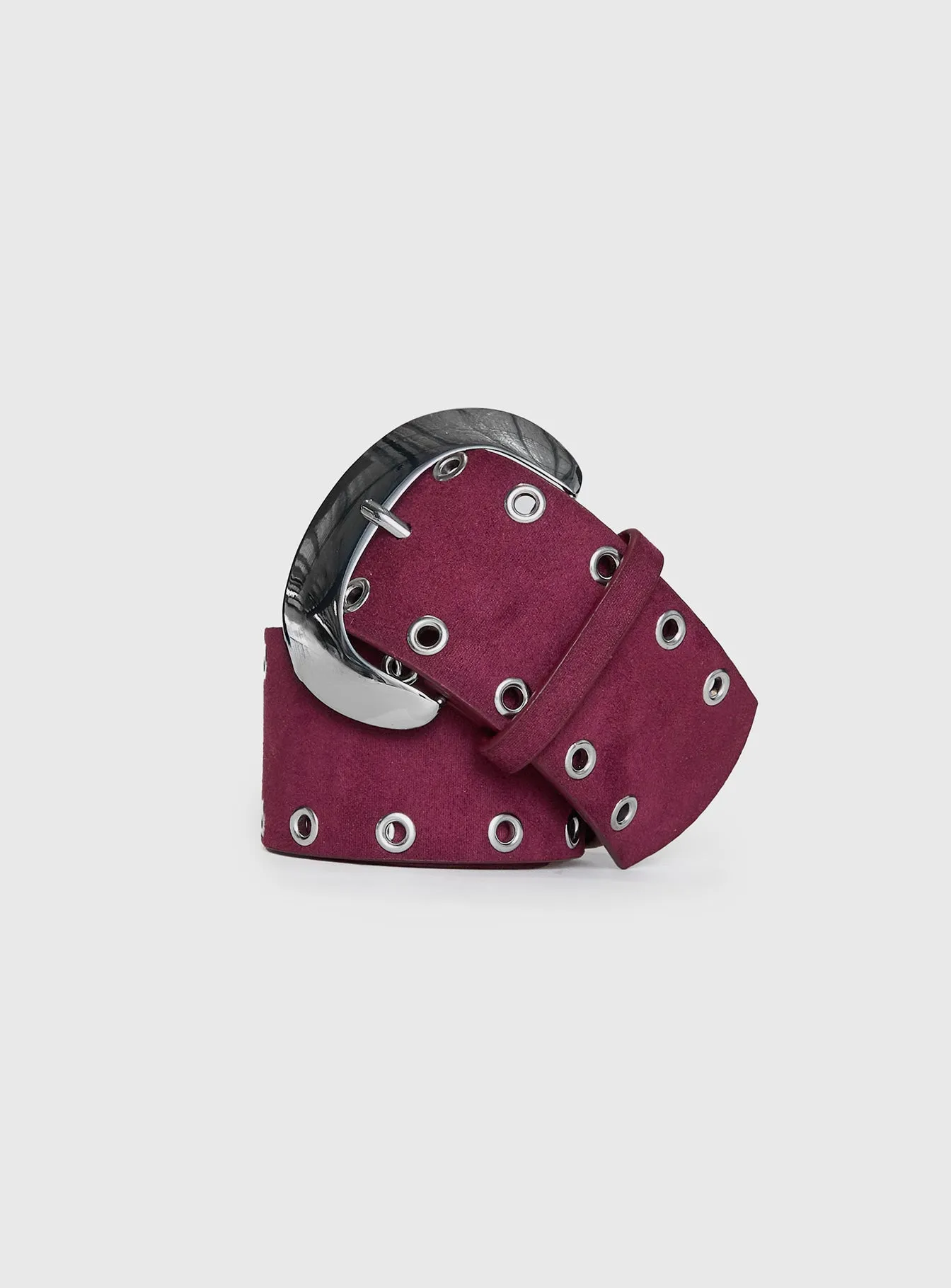 Captain Faux Suede Belt Red / Silver sold by Princess Polly product image thumbnail 2