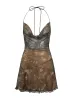Brilliance Cowl Neck Mini Dress Brown Multi sold by Princess Polly