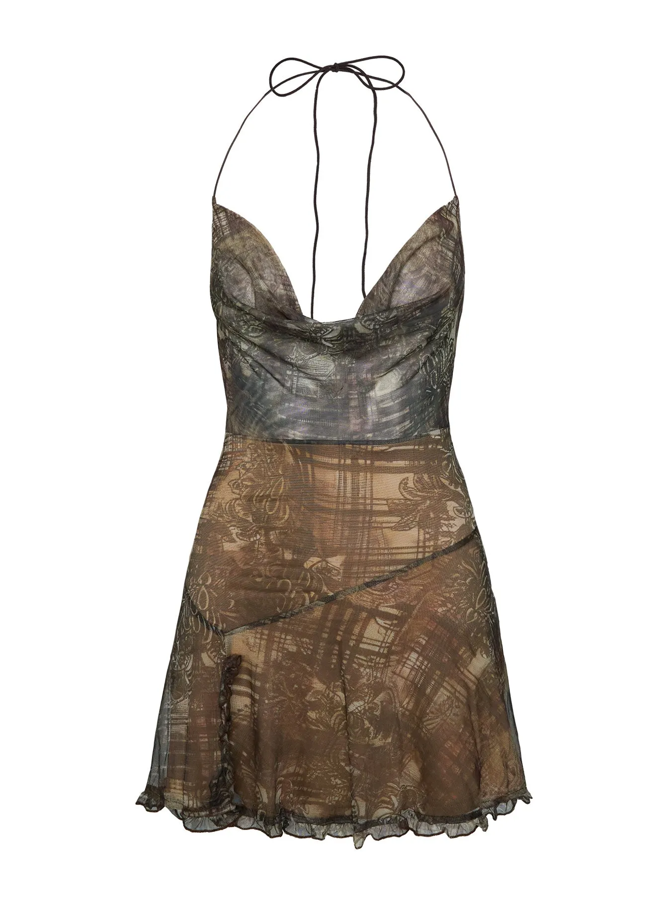 Brilliance Cowl Neck Mini Dress Brown Multi sold by Princess Polly product image thumbnail 5