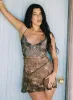Brilliance Cowl Neck Mini Dress Brown Multi sold by Princess Polly