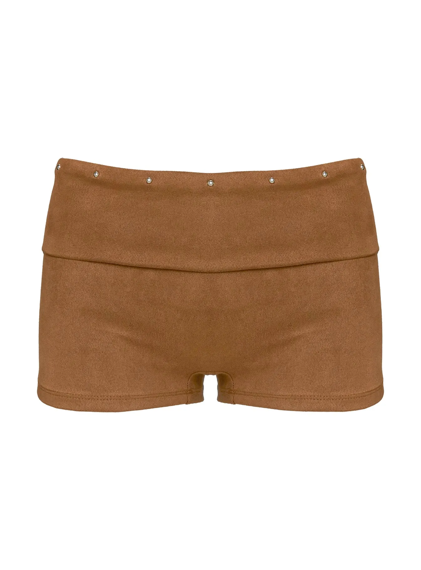 Upgraded Stud Detail Faux Suede Shorts Brown sold by Princess Polly product image thumbnail 5