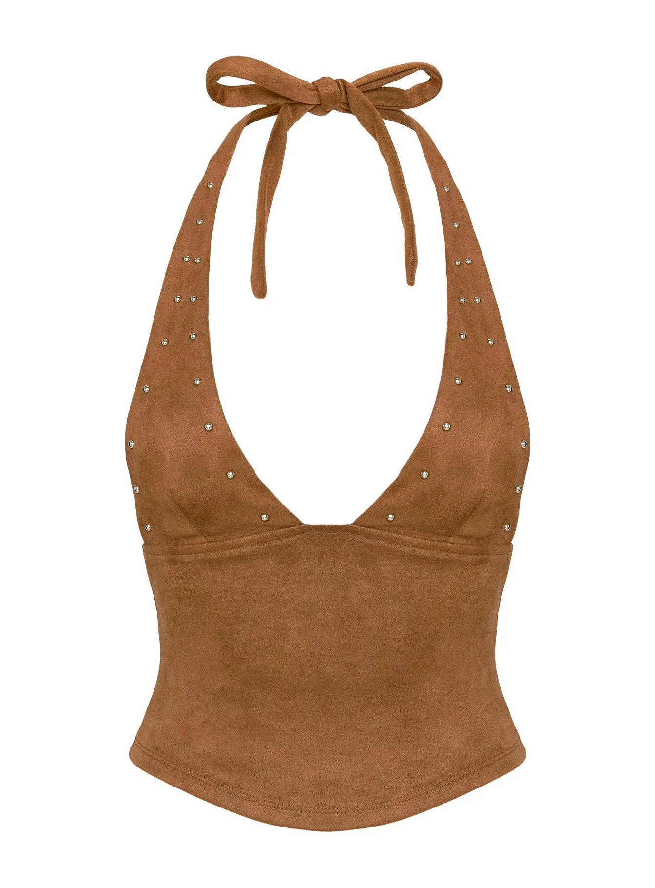 Upgraded Stud Detail Faux Suede Top Brown sold by Princess Polly product image thumbnail 5